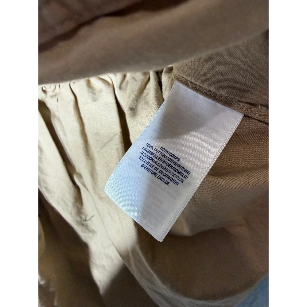 Ralph Lauren Kids Tan Cotton Roll Tab Sleeve Button Front Shirt Dress Size 8